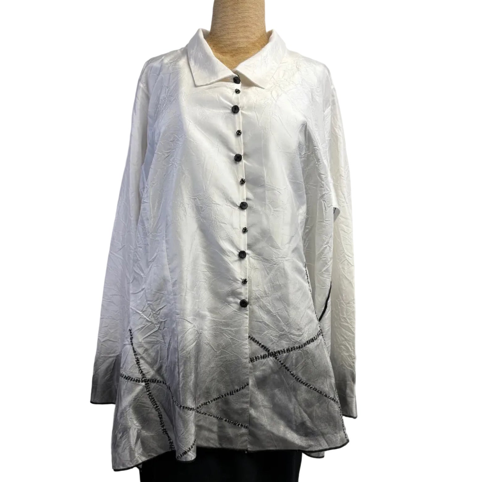 Deborah Cross Shirt, White/Black, L