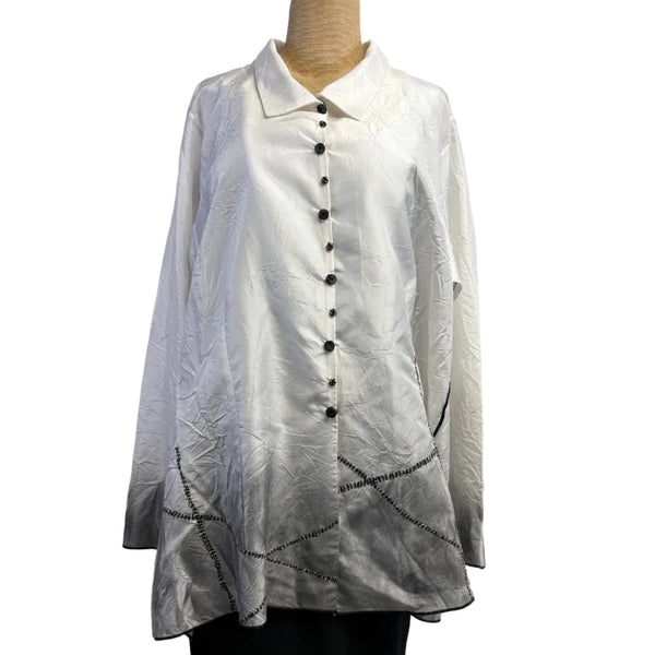 Deborah Cross Shirt, White/Black, L
