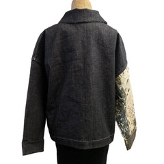 Andrea Geer Denim Jacket, Black/Grey/White/Lime, S/M