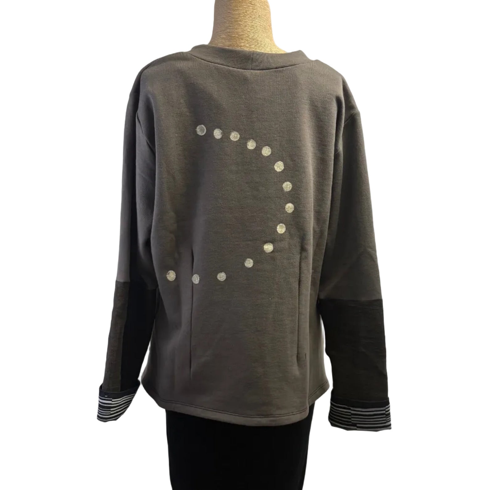 Deborah Cross Pullover, Sweatshirt, Grey/White Dots, M