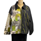 Andrea Geer Denim Jacket, Black/Grey/White/Lime, S/M