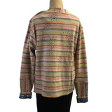 Deborah Cross Pullover, Peach/Green/Lavender/Black Dots & Stripes, S