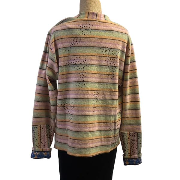 Deborah Cross Pullover, Peach/Green/Lavender/Black Dots & Stripes, S