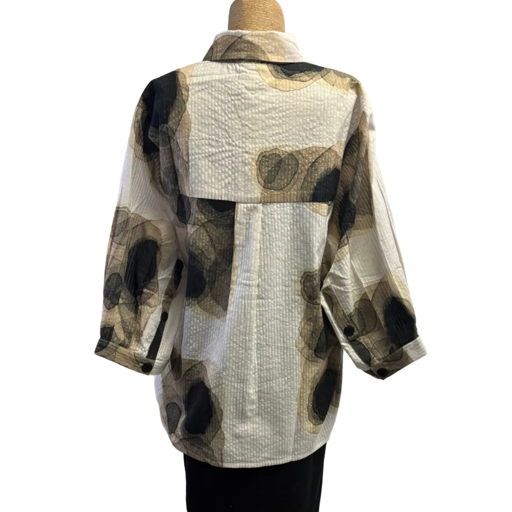 M Square Shirt, Hana, White/Tan/Black S, M & L