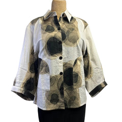 M Square Shirt, Hana, White/Tan/Black S, M & L