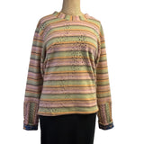 Deborah Cross Pullover, Peach/Green/Lavender/Black Dots & Stripes, S
