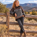 Beyond Threads Sweater, Houndstooth, Black/White/Cinnamon M