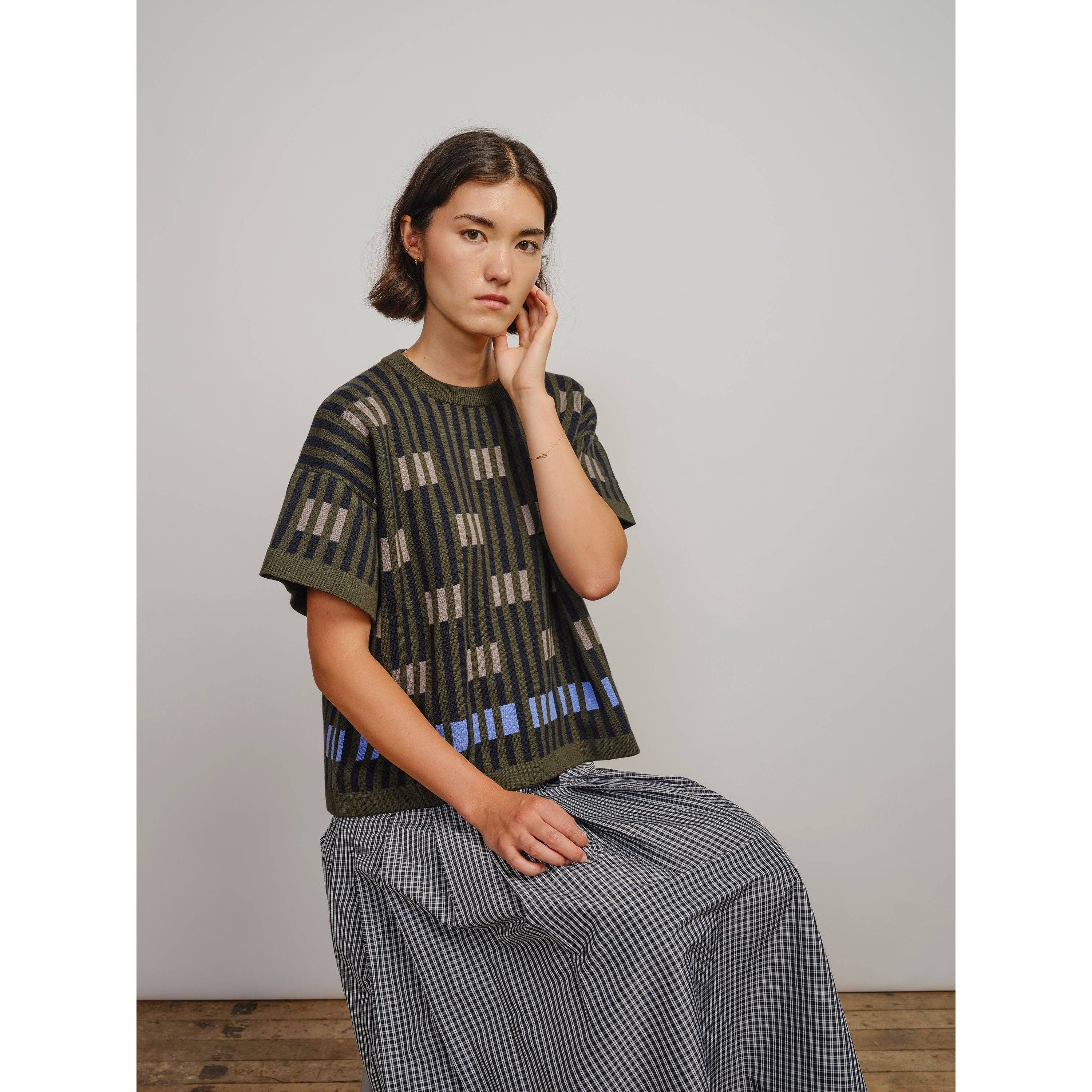 The Endery Tee, Bauhaus, Cinder, Green/Tan/Periwinkle/Black