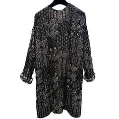 Pier Antonio Gaspari Tunic Sweater, V-Neck, Black/White M/L & XL