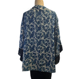 Sudarshan Kimono, Blue/White/Black, Floral, XL