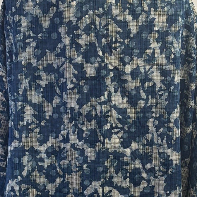 Sudarshan Kimono, Blue/White/Black, Floral, L/XL