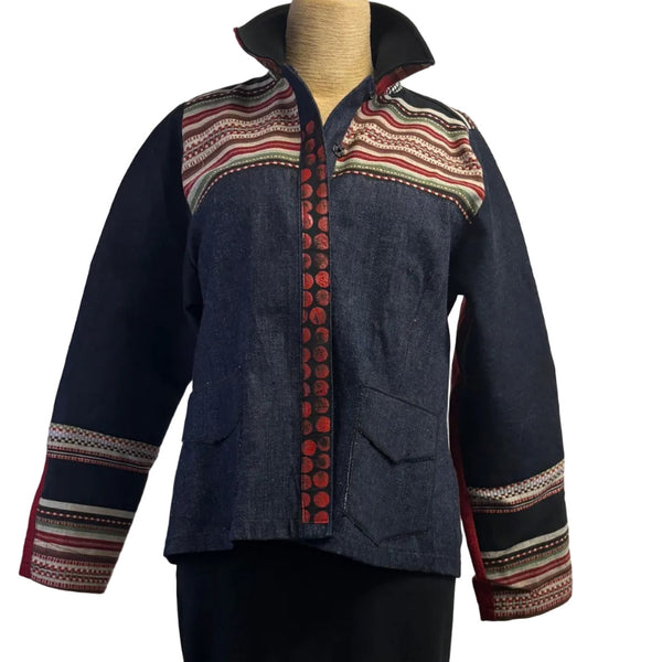 Deborah Cross Jacket, Denim/Multicolor, XS/S