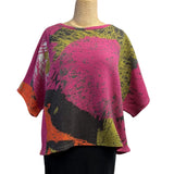 Andrea Geer Crop Top, Boxy, Pink/Chartreuse/Orange/Black 1 , Fits S-L