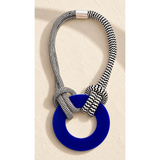 Christina Brampti Necklace, reversible circle, Royal Blue, White & Black