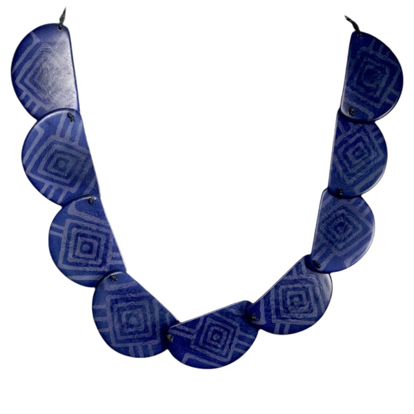Lula Castillo Necklace, Half Moon Print, Blue