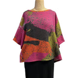 Andrea Geer Crop Top, Boxy, Chartreuse/Pink/Orange/Black 2, Fits S-L