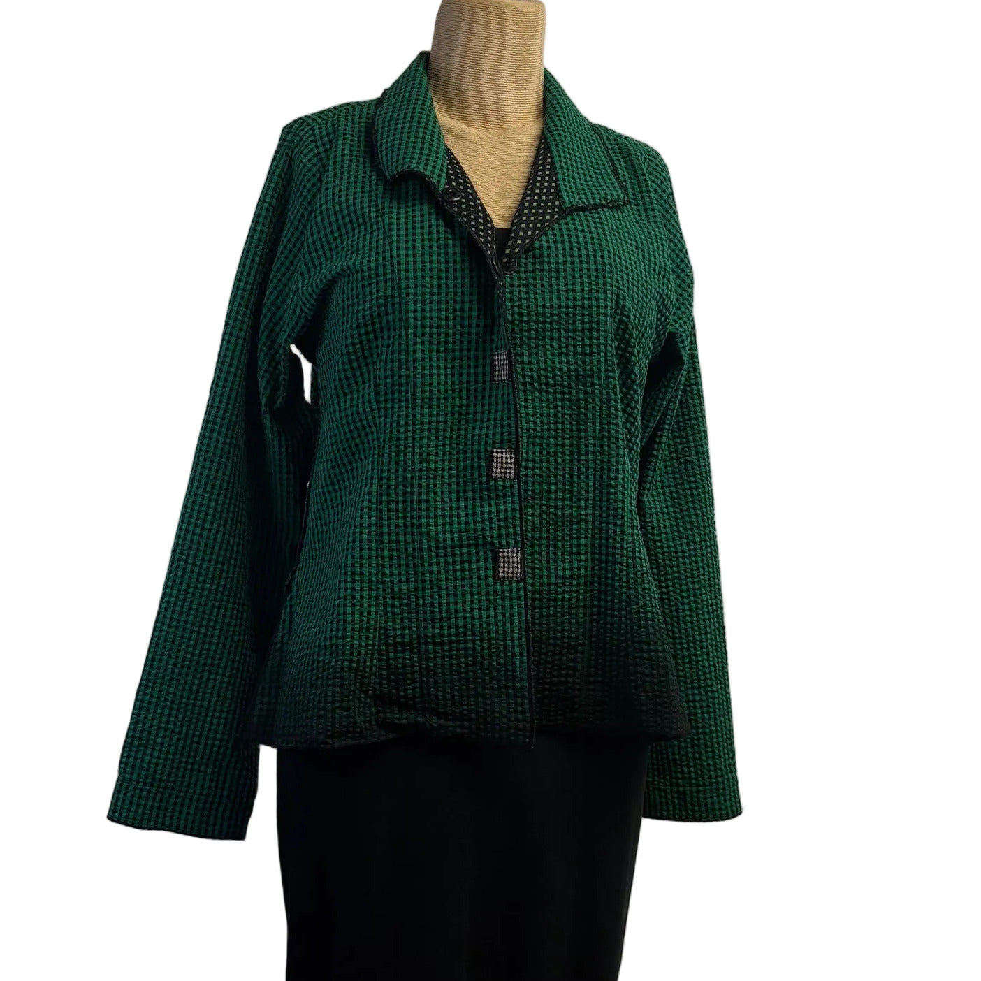 Deborah Cross Shirt, Green/Black XXS/XS