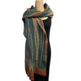Neeru Kuman Scarf/Shawl, Teal/Rust/Tan
