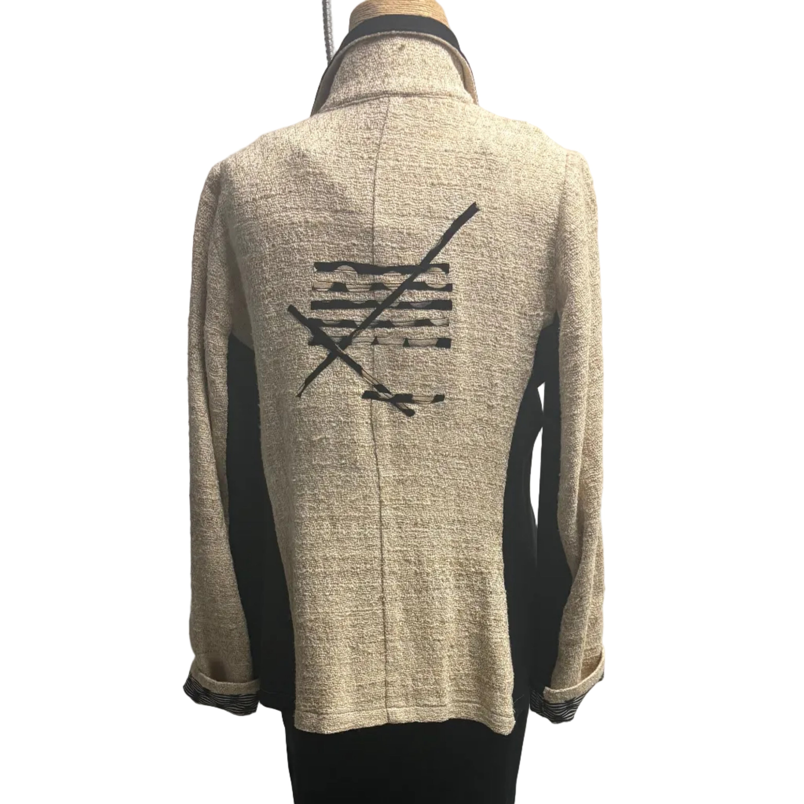 Deborah Cross Jacket, Oatmeal/Black S