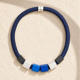 Christina Brampti Necklace, Cubes, Royal Blue, Silver & Black