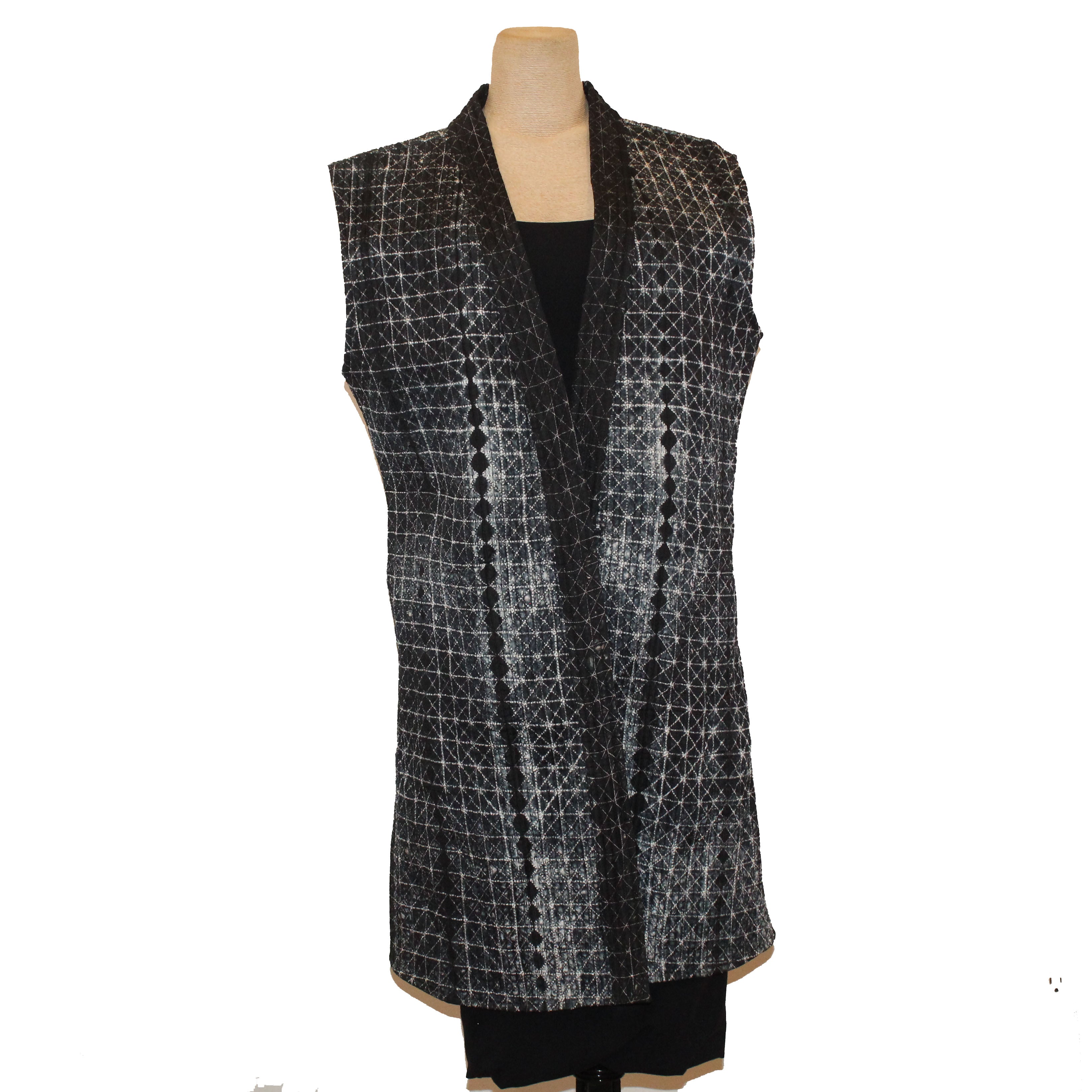 Sudarshan Vest Black, Stitched Shibori, M