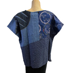 Yaza Topper, Patchwork, Royal Blue/Multi-Color M/L