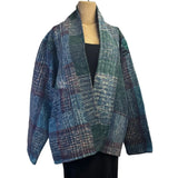 Sudarshan Kantha Jacket, Reversible, Green/Blue/Purple,L/XL