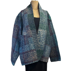 Sudarshan Kantha Jacket, Reversible, Green/Blue/Purple,L/XL