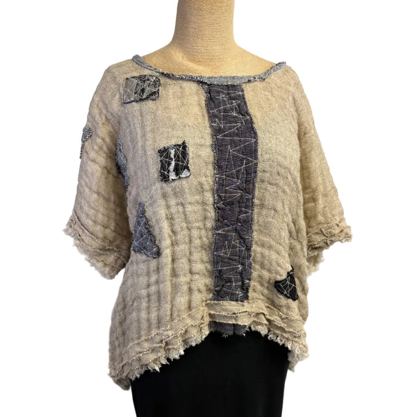 Mara Gibbucci Pullover, Ecru/Black S/M, M/L. & L/XL