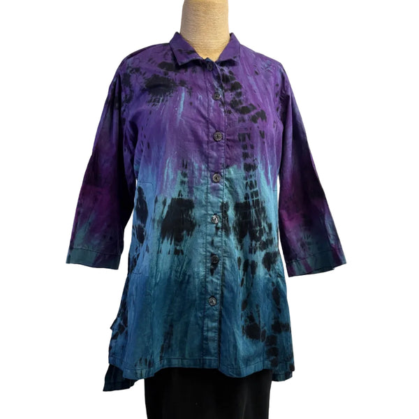 Adverb Shirt, Therefore, Dip Dye, Purple/Indigo S & M