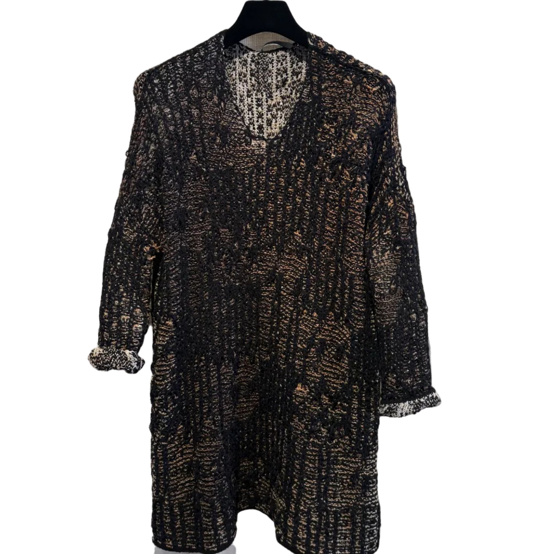 Pier Antonio Gaspari Tunic Sweater, V-Neck, Painted, Brown/Black S, M/L & XL