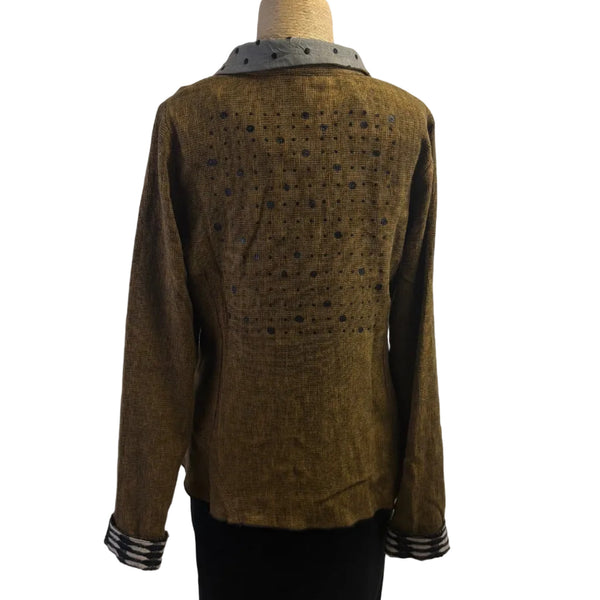 Debora Cross Shirt, Mustard/Black XS