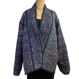 Sudarshan Kantha Jacket, Reversible, Green/Blue/Purple,L/XL