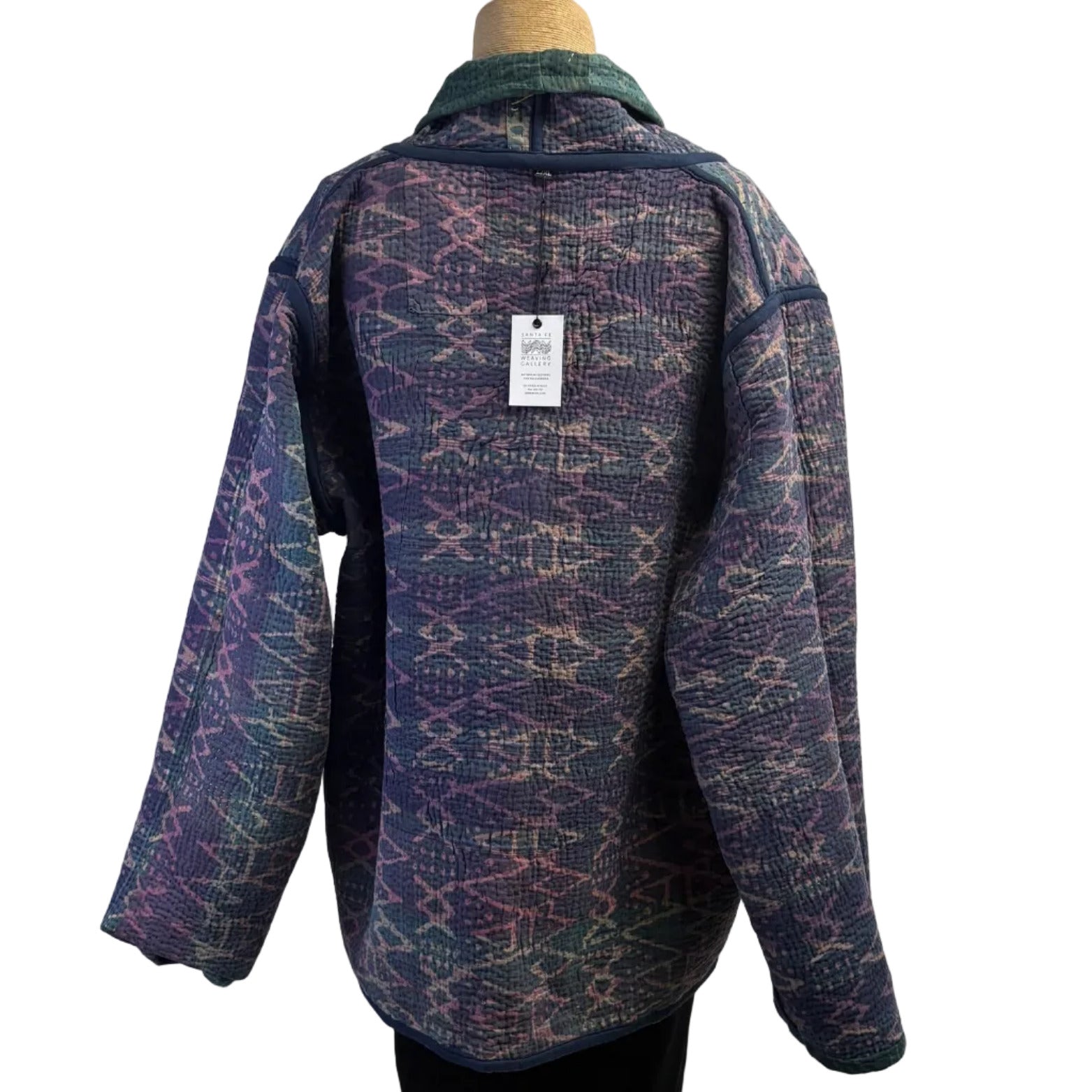 Sudarshan Kantha Jacket, Reversible, Green/Blue/Purple,L/XL