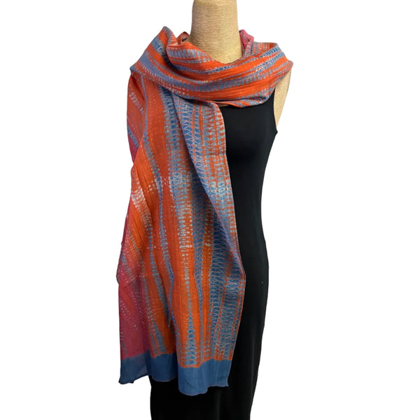 Neeru Kumar Scarf/Shawl, Orange/Blue