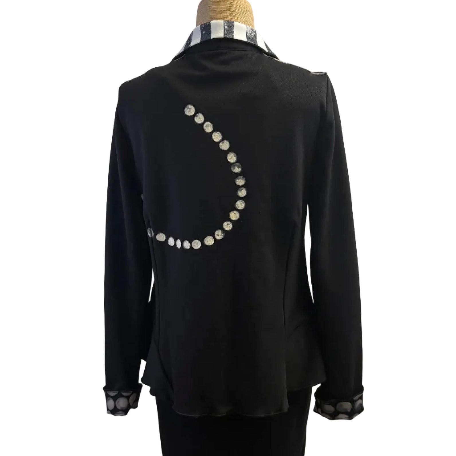 Deborah Cross Shirt/Jacket, Black/White Dots XS