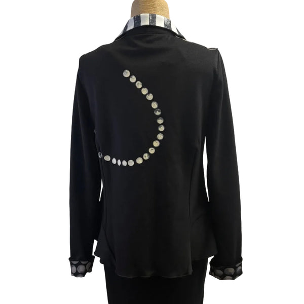 Deborah Cross Shirt/Jacket, Black/White Dots XS