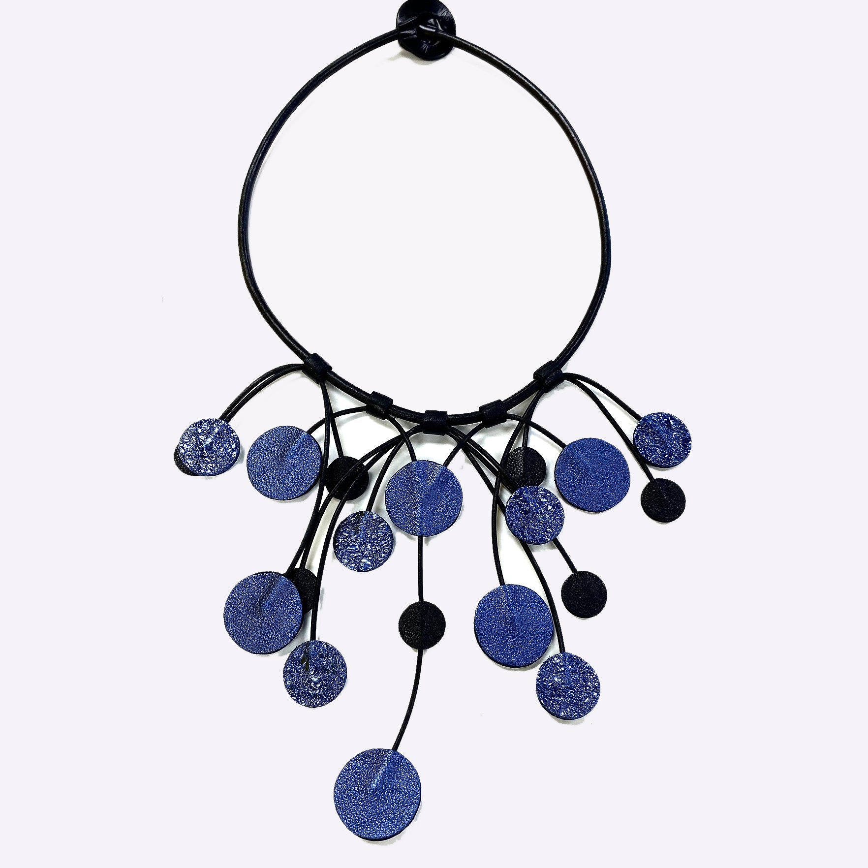 7PM Leather, Necklace, Cosmic Circles, Blue