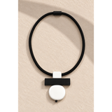 Christina Brampti Necklace, Cord and Aluminum Pendant, Black/White