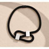 Christina Brampti Necklace, Wavy Cord and Aluminum Blocks, Black/Silver