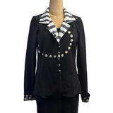 Deborah Cross Shirt/Jacket, Black/White Dots XS