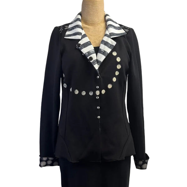 Deborah Cross Shirt/Jacket, Black/White Dots XS
