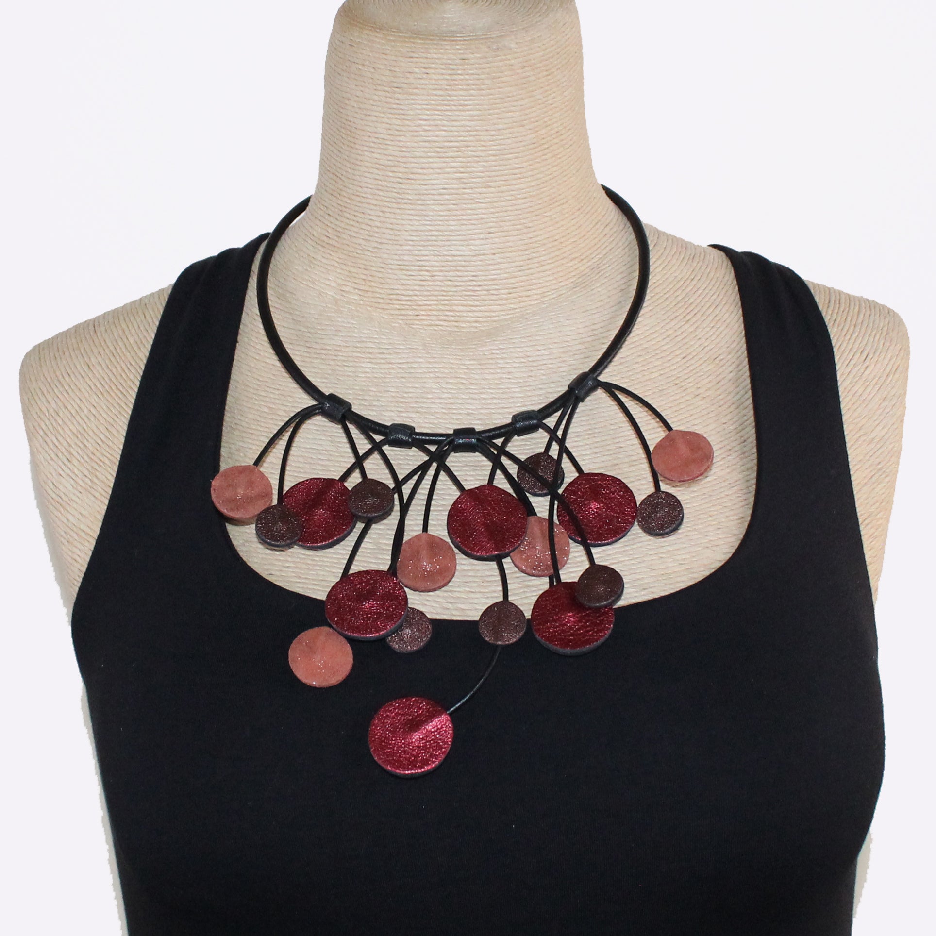 7PM Leather, Necklace, Cosmic Circles, Copper