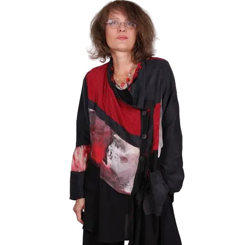 Tatiana Palnitska Tunic/Jacket, Keep On Shifting, Red/Black/White, M/L