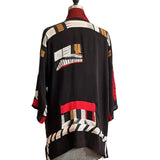 Catherine Bacon Kimono, Mosaic, Black/Red, OS