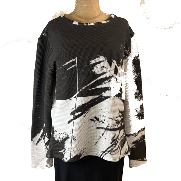 Andrea Geer Fitted Top, Black/White