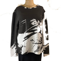 Andrea Geer Fitted Top, Black/White