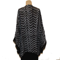 Sudarshan Kimono, Shibori, Black/White/Grey, L/XL