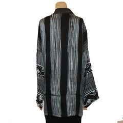 Sudarshan Kimono, Shibori, Stripes, Black/White, M