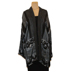 Sudarshan Kimono, Shibori, Stripes, Black/White, M